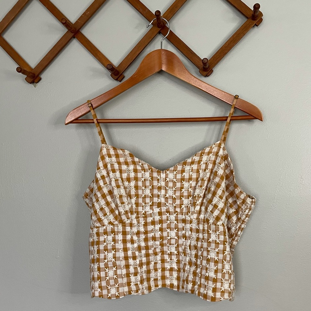 Anthropologie Gingham Crop Tank